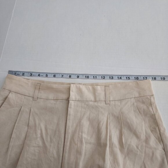Steve Madden Linen Blend High Waist Pleated Wide Leg Tan Trousers Size XL NWOT - Picture 8 of 12